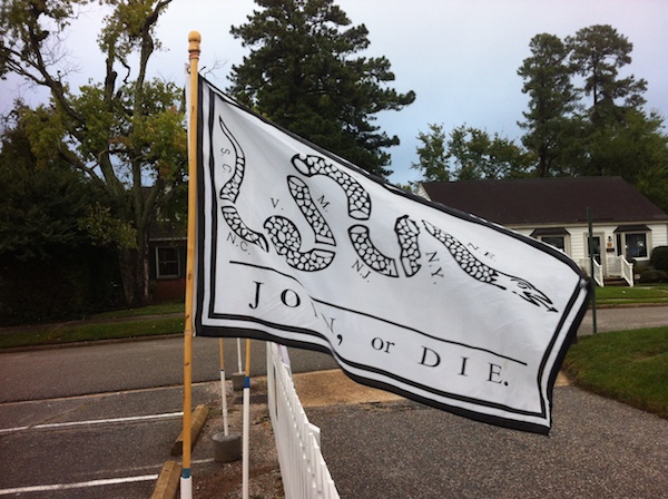 Ben Franklin Flag -- Join or Die was from a political cartoon by Franklin and was used in the Revolution and in the Civil War.